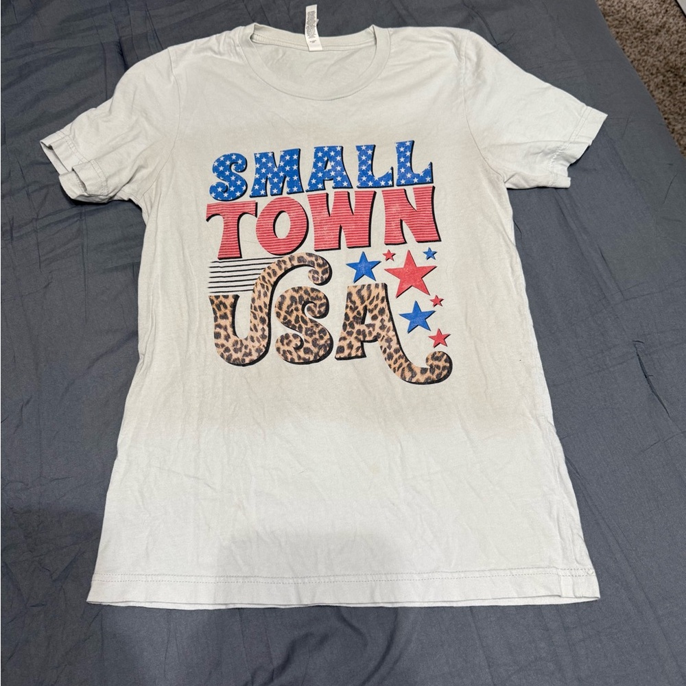 Bella Canvas White 'Small Town USA' Tee